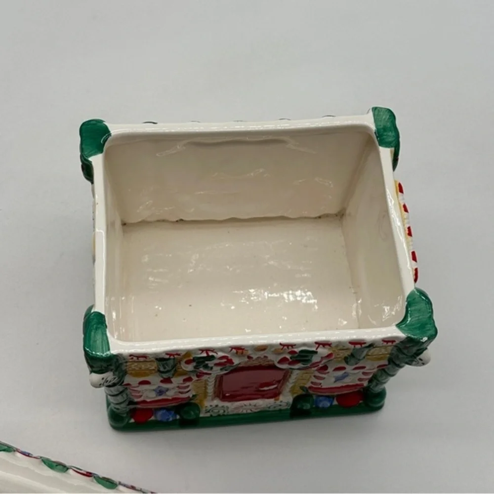 Christmas Gingerbread House Cookie Jar Ceramic In‎ Original Box Xmas Baking